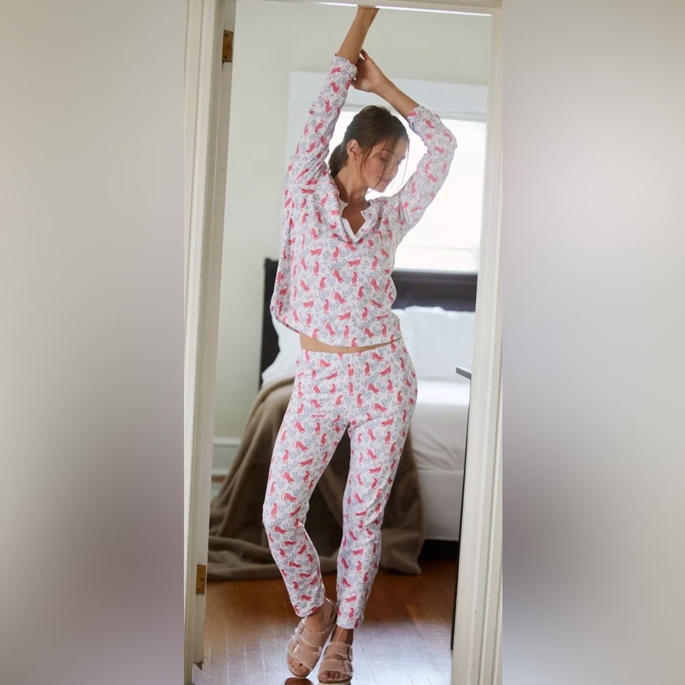 Roller Rabbit Pink and White Pajama Set